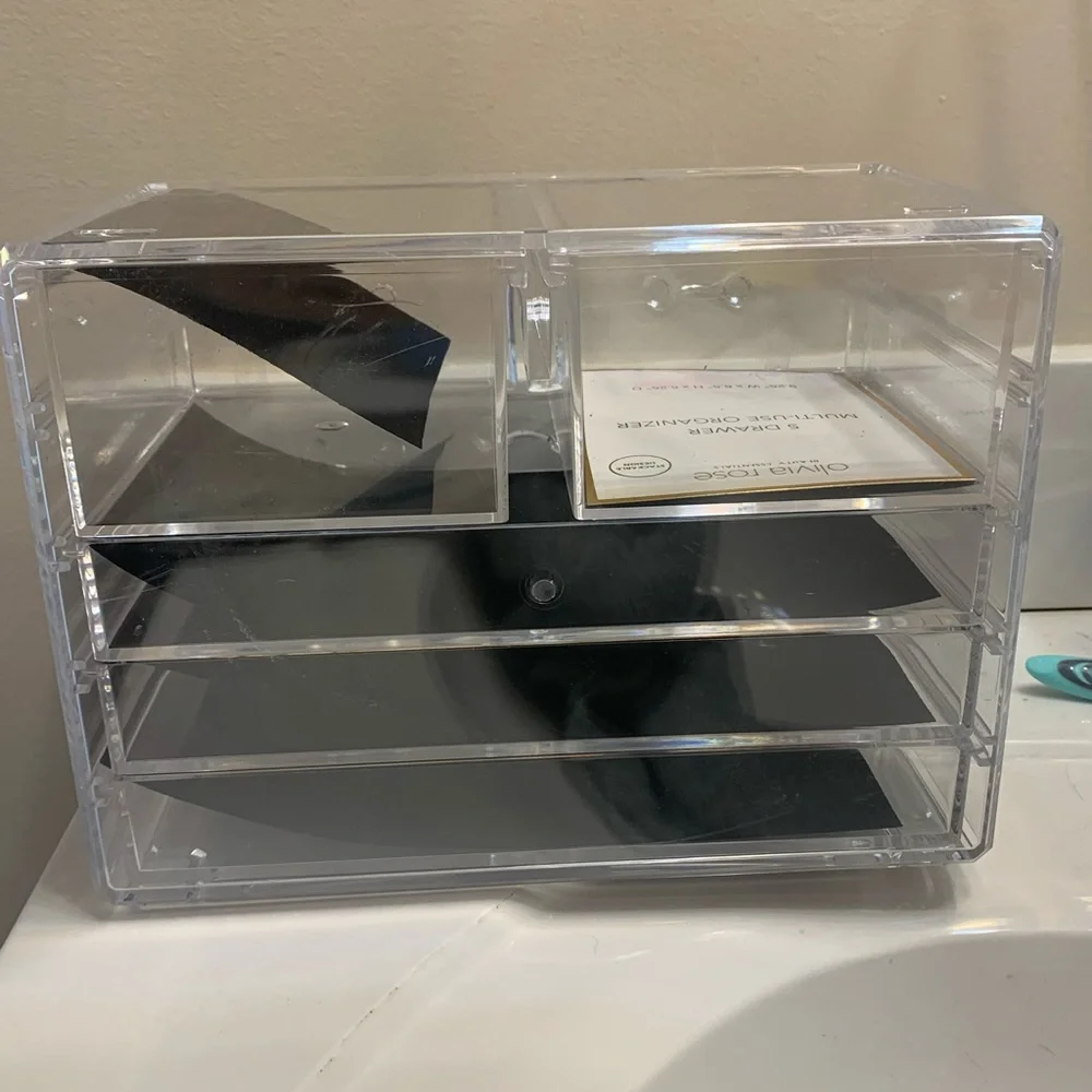 Olivia Rose Tal Clear Acrylic Stackable 5-Drawer Vanity Organizer NWOT